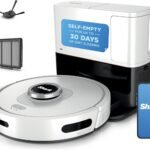 Shark AV2511AE AI Ultra robot vacuum cleaning pet hair and everyday debris from floors, with smart LiDAR navigation and a bagless self-emptying base.