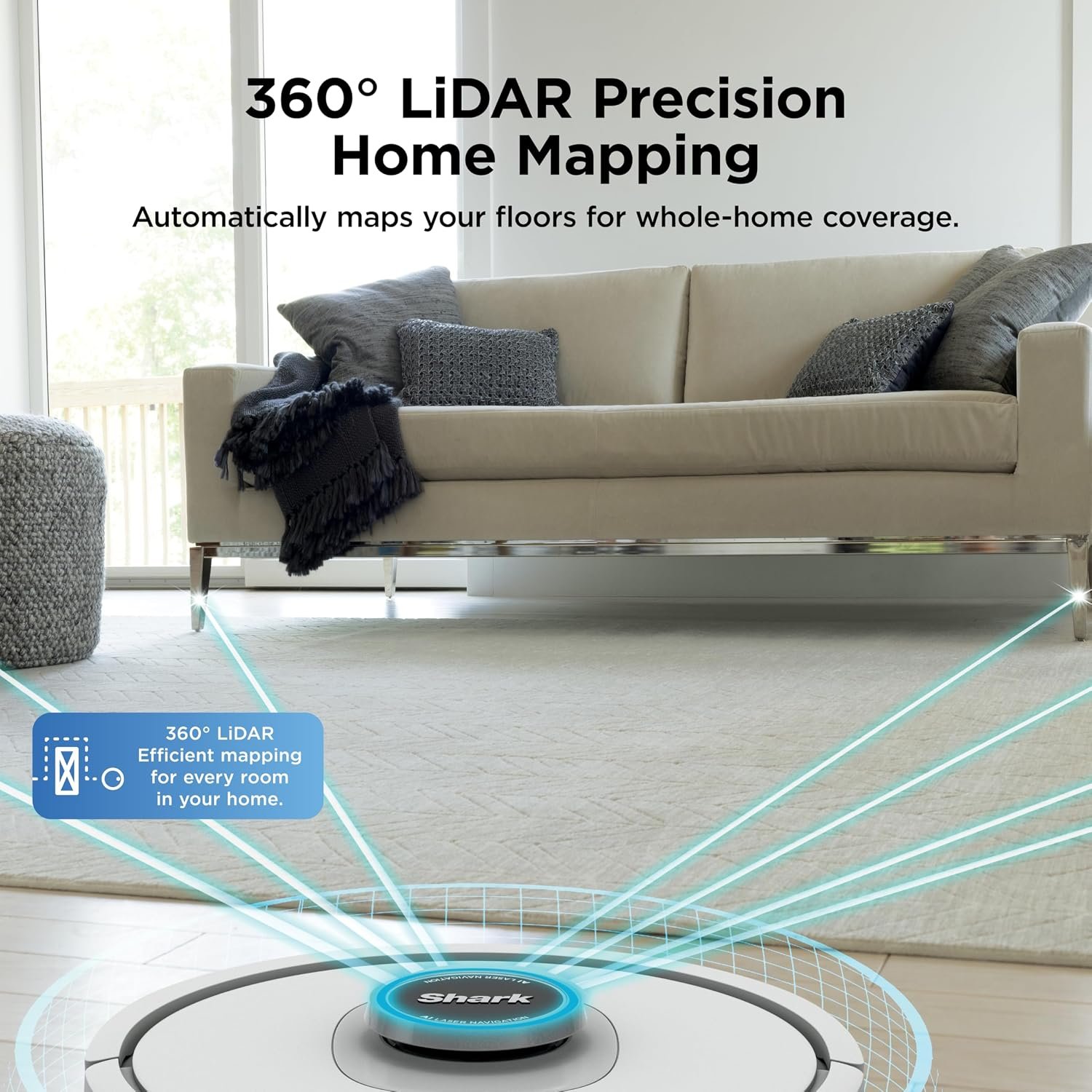 Shark AI Ultra AV2511AE robot vacuum with self-emptying base, designed to clean pet hair, dog hair, cat hair, dust, and debris from carpets and hard floors.